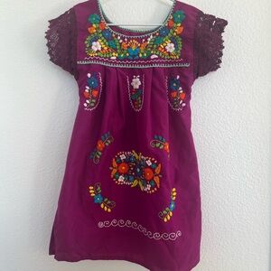 Embroidered Fuchsia Mexican-Style Dress